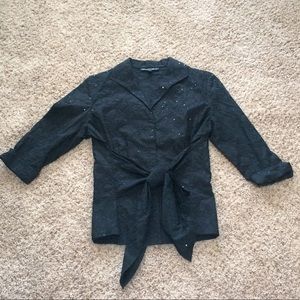 Lafayette 148 New York Top Sequin & Stitch Detail